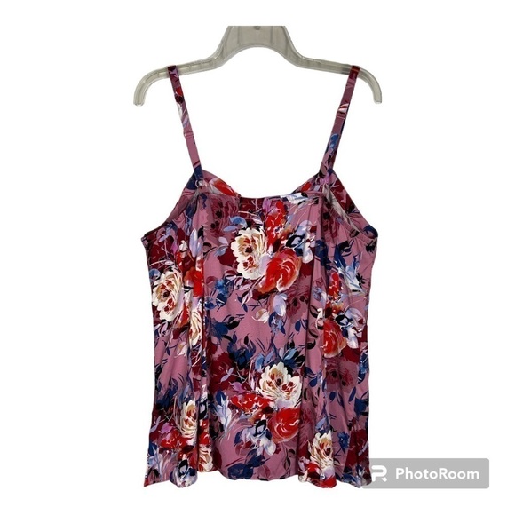 Torrid Blush Pink Fit & Floral Challis Stretch Camisole Top Sz 1 - Picture 3 of 9